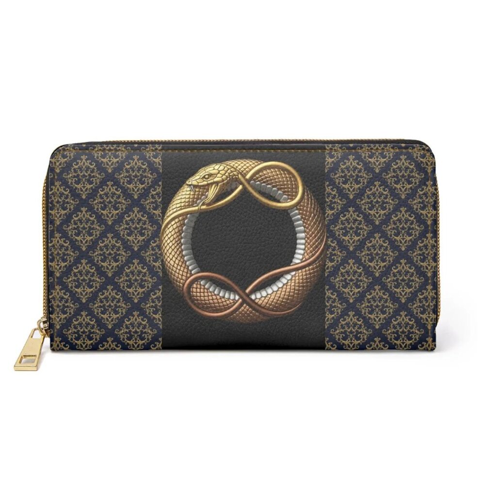 Ouroboros Snake Wallet: Bohemian PU Leather Zip Wallet